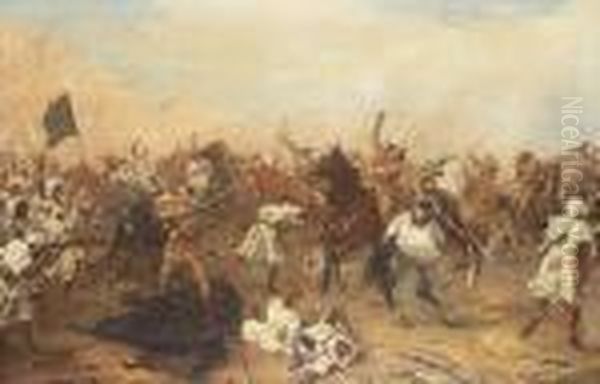 Battle Oil Painting by Robert Alexander Hillingford