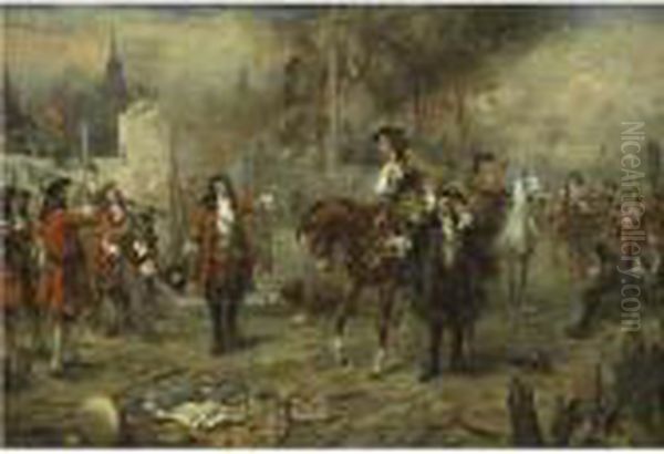 Meeting Of The Duke Of Marlborough And Prince Eugene After Blenheim Oil Painting by Robert Alexander Hillingford