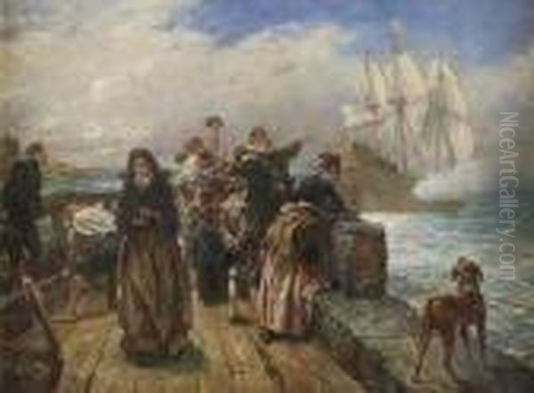 Departure Of The Fleet Oil Painting by Robert Alexander Hillingford