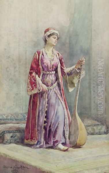 A Harem Musician 1888 Oil Painting by Alexina MacRitchie