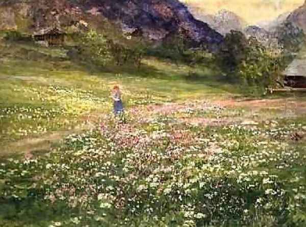 Girl in a Field of Poppies Oil Painting by John MacWhirter