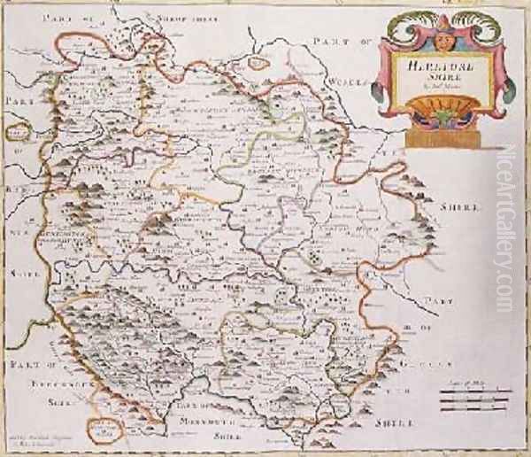 Map of Herefordshire 1695 Oil Painting by Robert Morden