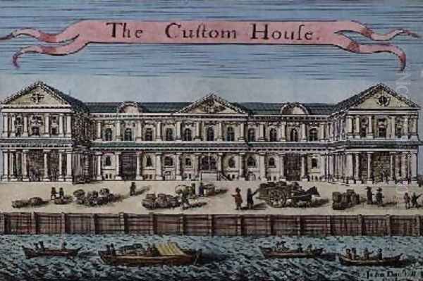 Customs House from A Book of the Prospects of the Remarkable Places in and about the City of London Oil Painting by Robert Morden