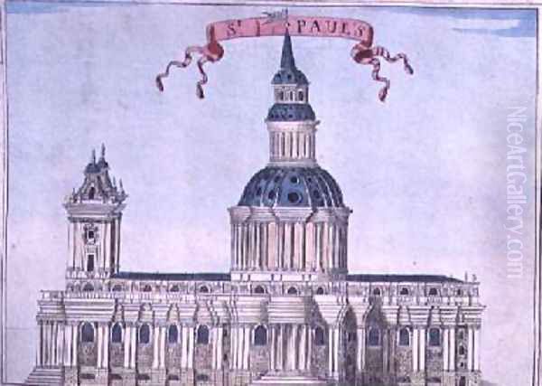 St Pauls Cathedral from A Book of the Prospects of the Remarkable Places in and about the City of London Oil Painting by Robert Morden