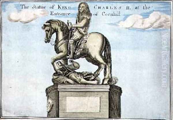 Statue of King Charles II 1630-85 at the Entrance of Cornhill Oil Painting by Robert Morden