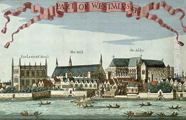 Westminster showing the Abbey Hall and Parliament House from A Book of the Prospects of the Remarkable Places in and about the City of London Oil Painting by Robert Morden