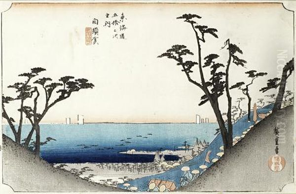 Landscape Oil Painting by Utagawa or Ando Hiroshige