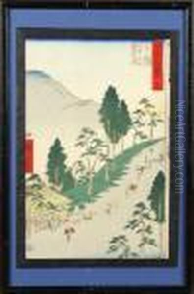 Paysage Anime Oil Painting by Utagawa or Ando Hiroshige