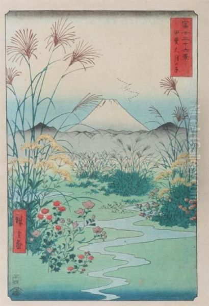 Kai Otsukinohara Oil Painting by Utagawa or Ando Hiroshige