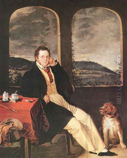 Portrait of a Man Franz Schubert 1827 Oil Painting by Gabor Melegh