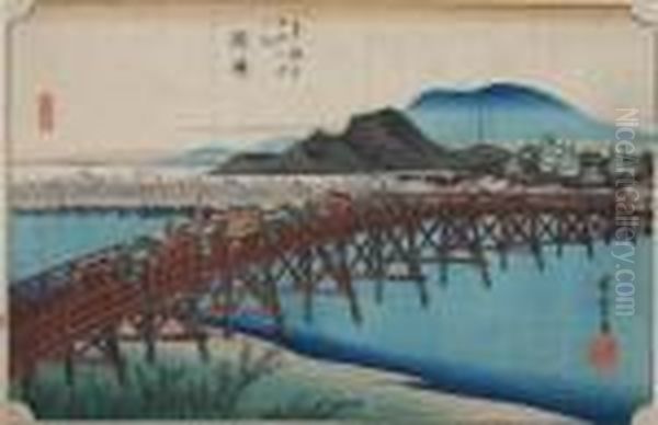 Okazaki Oil Painting by Utagawa or Ando Hiroshige