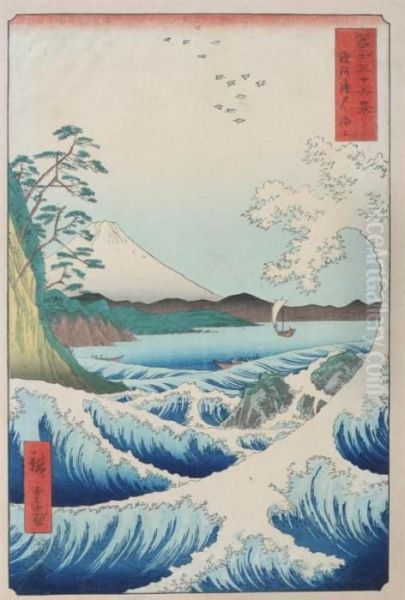 Suruga Satta Kaijo Oil Painting by Utagawa or Ando Hiroshige