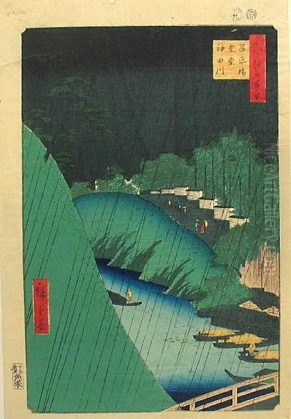 Untitled Oil Painting by Utagawa or Ando Hiroshige