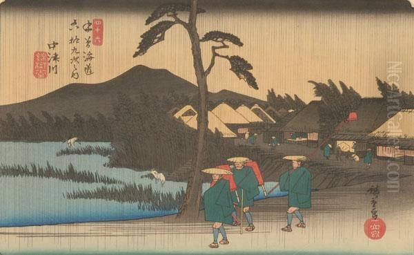 Landscape Oil Painting by Utagawa or Ando Hiroshige