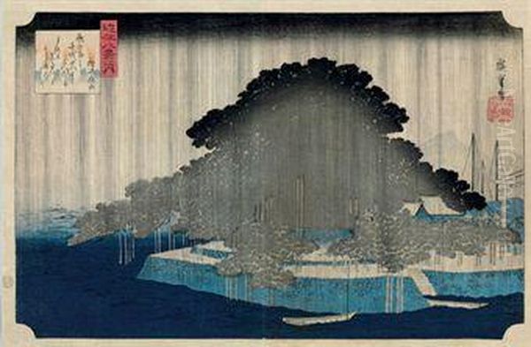 Karasaki Yau Oil Painting by Utagawa or Ando Hiroshige