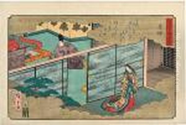 Utsusemi Oil Painting by Utagawa or Ando Hiroshige