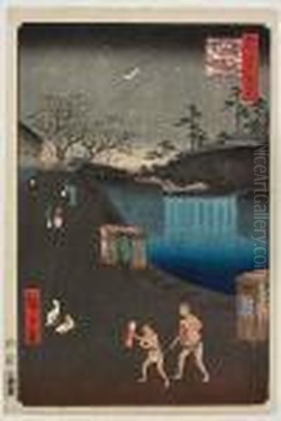 Toronomongai Aoizaka Oil Painting by Utagawa or Ando Hiroshige