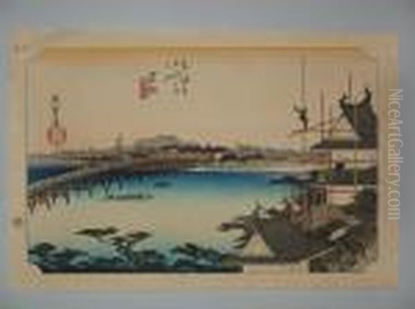 Serie Du Grand Tokaido Oil Painting by Utagawa or Ando Hiroshige