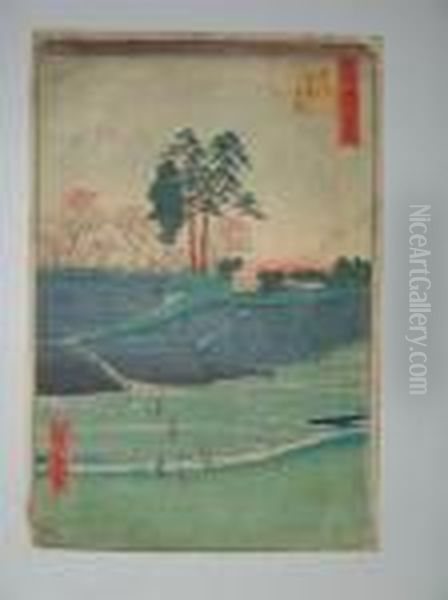 100 Vues D'edo, La Colline Goten A Shinagawa Oil Painting by Utagawa or Ando Hiroshige