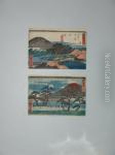 Serie Du Tokaido, Station 36 Oil Painting by Utagawa or Ando Hiroshige