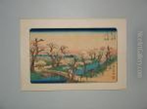 Serie Edo Kinko Hyakkei Oil Painting by Utagawa or Ando Hiroshige