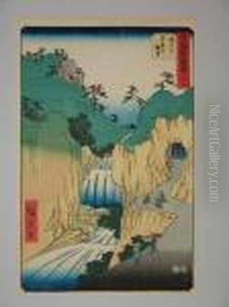 Serie Du Tokaido, Station 49 Oil Painting by Utagawa or Ando Hiroshige