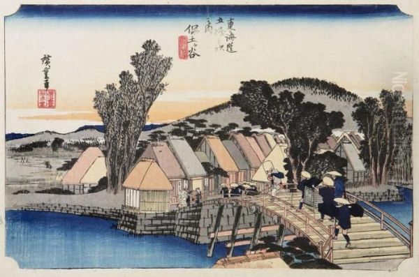 Nr. Oil Painting by Utagawa or Ando Hiroshige