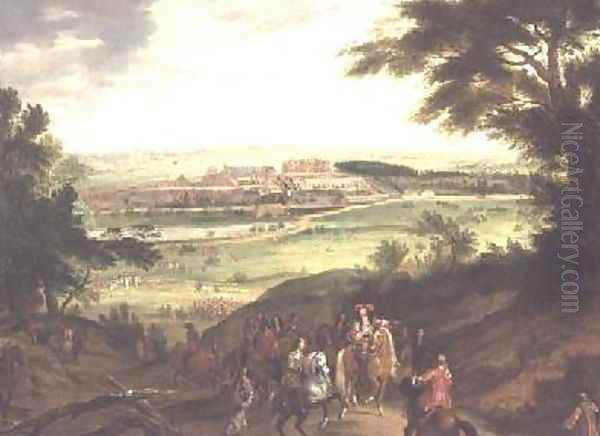 Louis XIV with Versailles in the distance Oil Painting by Jean-Baptiste Martin