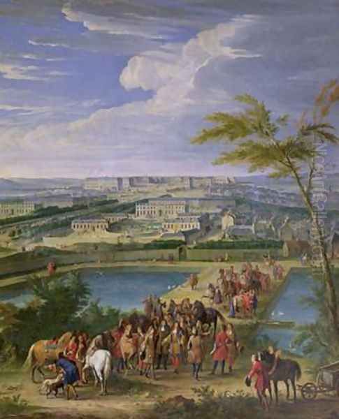 The Town and Chateau of Versailles from the Butte de Montboron Oil Painting by Jean-Baptiste Martin