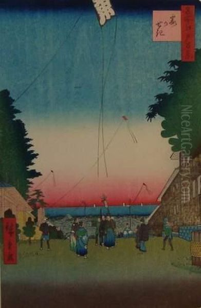 Kasumigaseki, De La Serie Meisho Edo Hyakkei Oil Painting by Utagawa or Ando Hiroshige