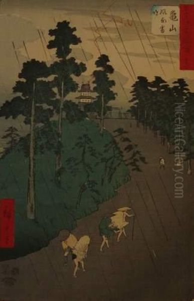 Oiso, Shigi Tatsu Zawa Oil Painting by Utagawa or Ando Hiroshige