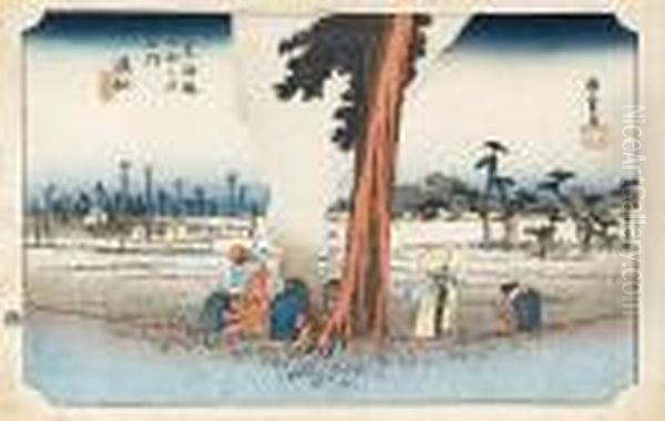 Fujieda Oil Painting by Utagawa or Ando Hiroshige