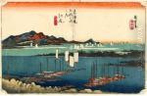 Les 53 Stations Du Tokaido, Ejiri, Mihon Embo Oil Painting by Utagawa or Ando Hiroshige