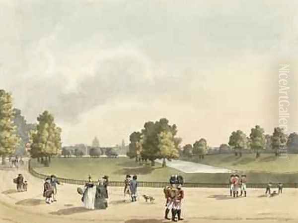 A View in St Jamess Park of the Horse Guards and St Pauls Taken from Buckingham House Oil Painting by Manskirch, Franz Joseph