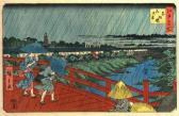 Les Endroits Celebres D'edo Oil Painting by Utagawa or Ando Hiroshige