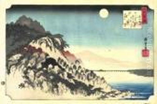 Lune D'automne A Ishiyama. Oil Painting by Utagawa or Ando Hiroshige