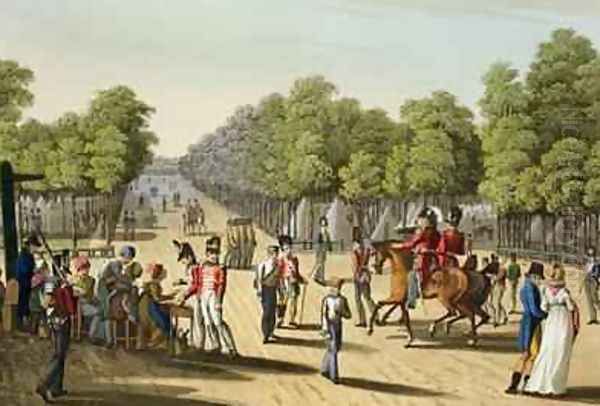 Encampment of the British Army in the Bois de Boulogne 1815 Oil Painting by Manskirch, Franz Joseph