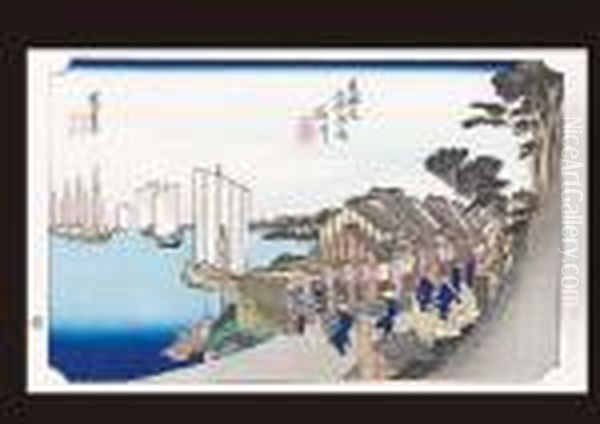 53 Stations Of The Tokaido Oil Painting by Utagawa or Ando Hiroshige