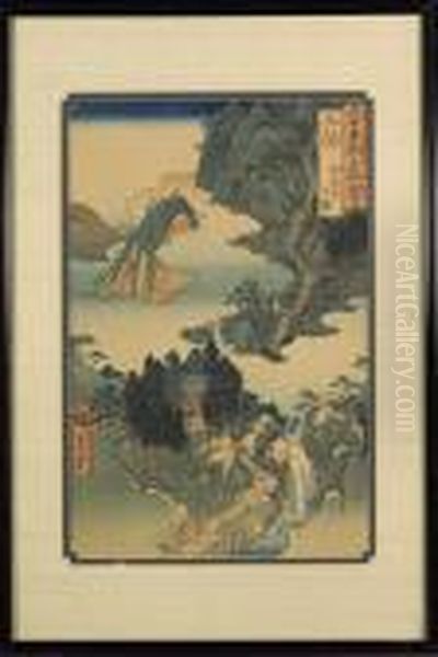 Antique Woodblock Print: Hiroshige Oil Painting by Utagawa or Ando Hiroshige