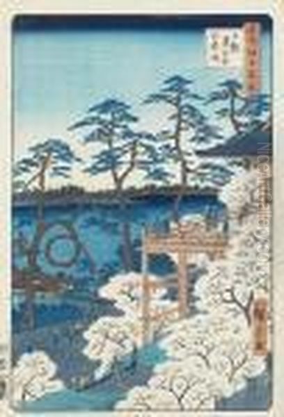 Meisho Edo Hyakkei Oil Painting by Utagawa or Ando Hiroshige