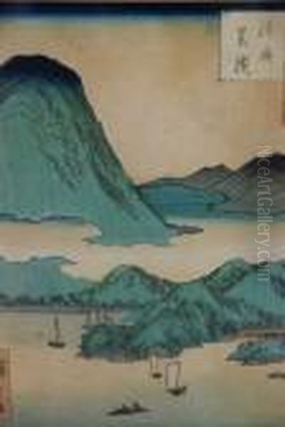 Awaji Island Japan Oil Painting by Utagawa or Ando Hiroshige