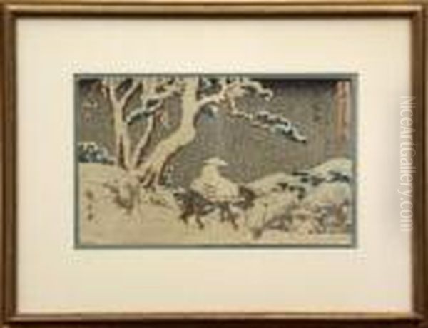 From The So-called Gyosho Tokaido Series Oil Painting by Utagawa or Ando Hiroshige