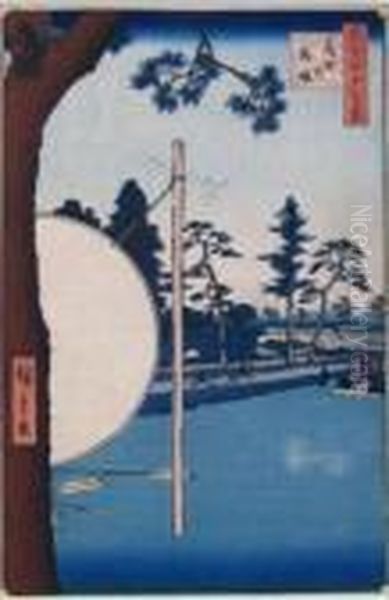 Takata-no-baba Oil Painting by Utagawa or Ando Hiroshige