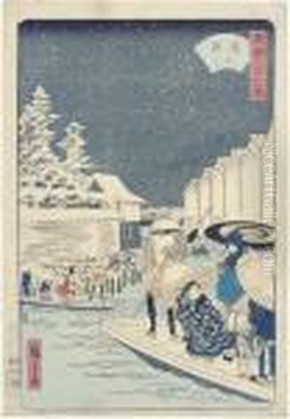 Famous Views Of Edo' And Others Oil Painting by Utagawa or Ando Hiroshige