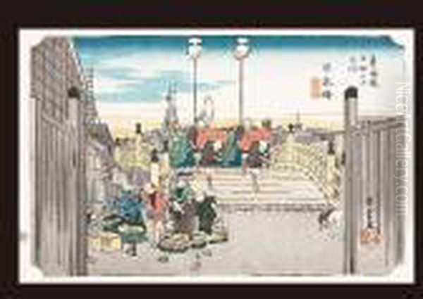 53 Stations Of Tokaido Oil Painting by Utagawa or Ando Hiroshige