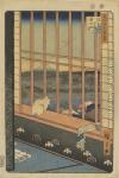 Asakusa-tambo Oil Painting by Utagawa or Ando Hiroshige