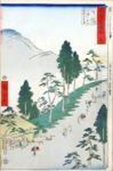 Chemin Anime En Ete Oil Painting by Utagawa or Ando Hiroshige