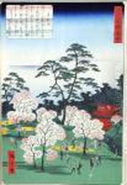 Sakura Oil Painting by Utagawa or Ando Hiroshige