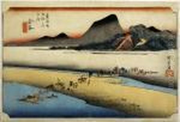 Kanaya, From The Series Tokaido Gojusan Tsugi Oil Painting by Utagawa or Ando Hiroshige