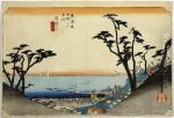 Shirasuka, From The Series Tokaido Gojusan Tsugi Oil Painting by Utagawa or Ando Hiroshige